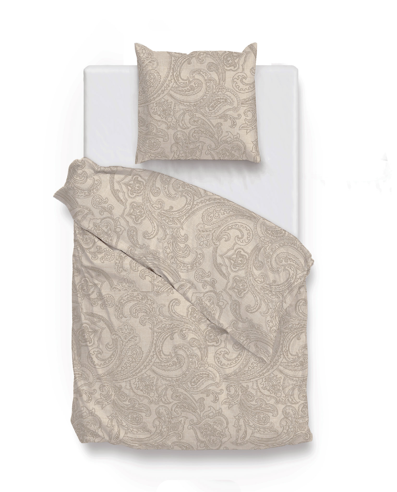 Bettwäsche ca. 155x220cm PAISLEY DI LINO in Beige, Bettdecke, Paisley Muster, Bezugset, Bezug, Kissenbezug