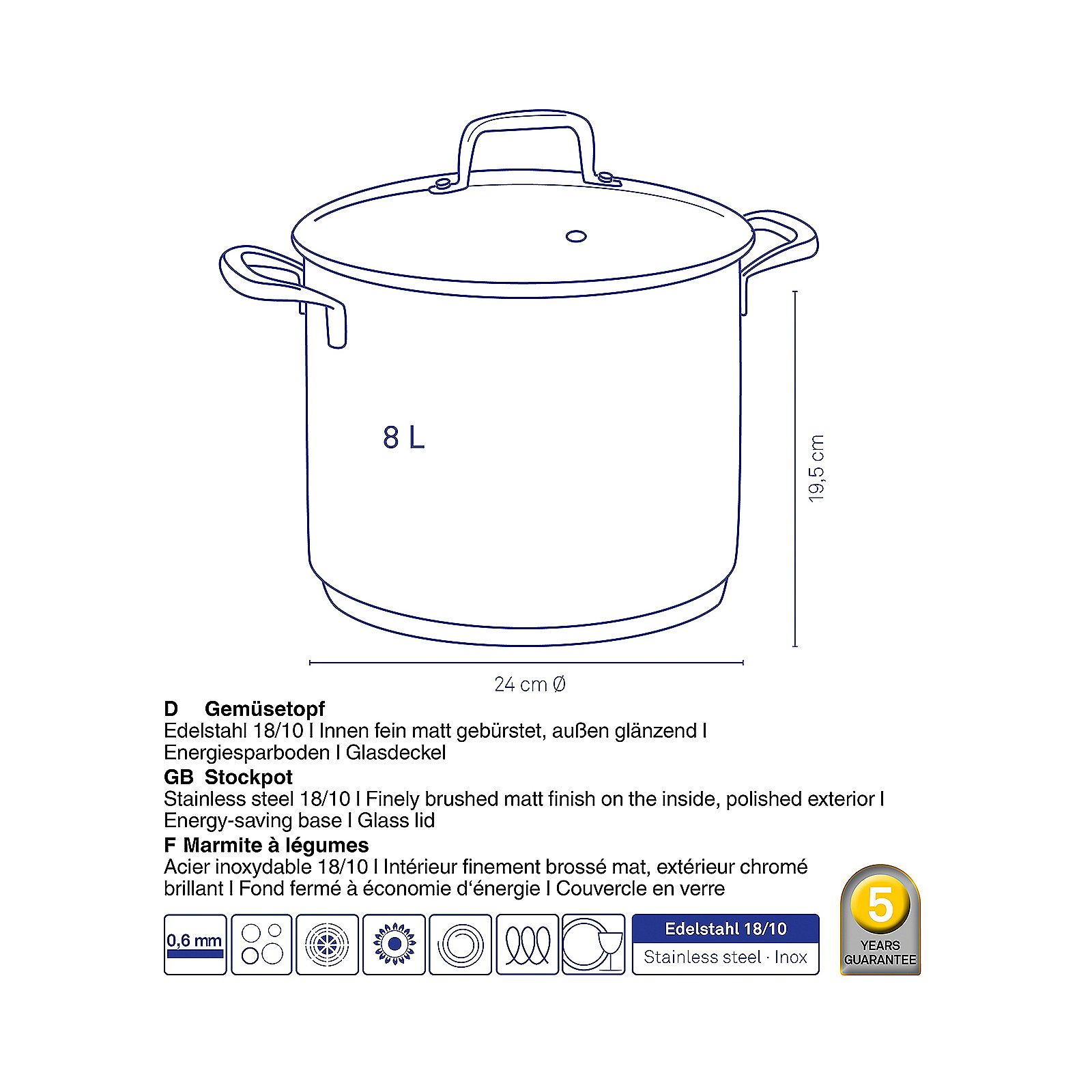 Kela Gemüsetopf Flavoria FLAVORIA in Silber Glänzend, Kochgeschirr, Topf, Kochtopf, Essen