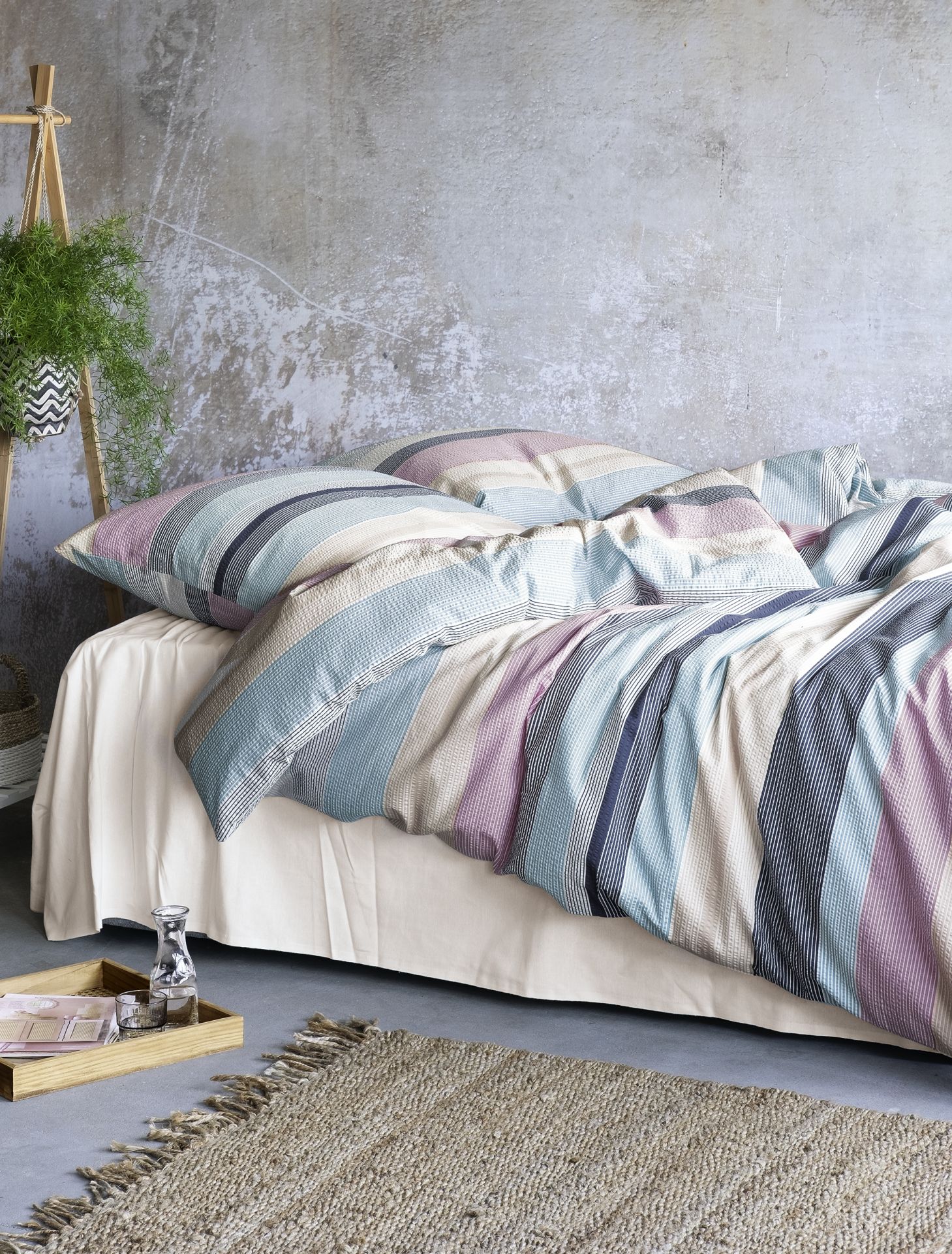 irisette Seersucker Betwäsche 155x200 in ca. 155x220 cm, Moebel, Decke, Dekoration für Zuhause, Bett, Bettlaken
