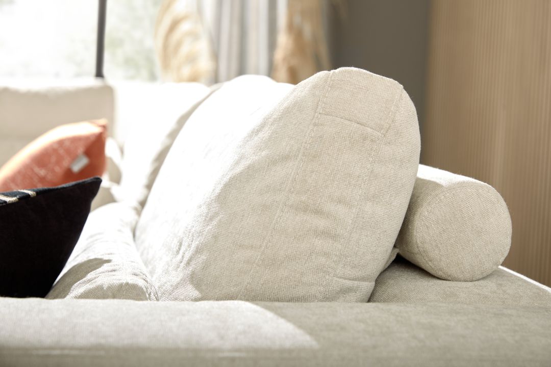 Musterring Polsterecke JustB! ca. 290x308cm in Stoff Yelda natur, Sofa, Kissen, Beige, Polsterung, Wohnzimmer