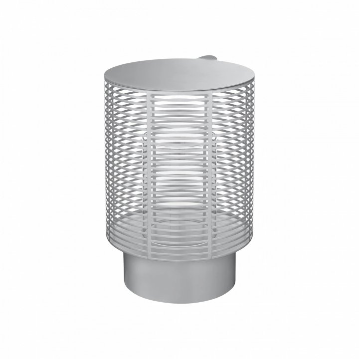 Blomus Outdoor Laterne Olea M in Silver H:37,5cm, Lichthalter, Laternenschirm, Metall, Gitter, Standlampe