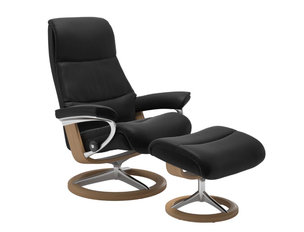 Stressless Sessel mit Hocker VIEW ca. B91 H110 T142 cm in Leder Paloma 19 schwarz