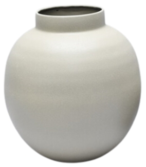 Vase Moya ca.28x27cm  in elephant grey 960, Keramikvase, Runde Vase, Cremeweiß, Mattglasur, Schmale Öffnung