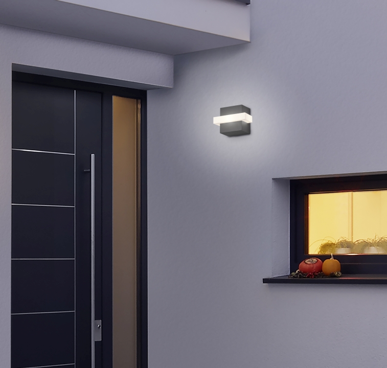 Trio LED-Wandleuchte MITCHELL in anthrazit, Glas Acryl weiß