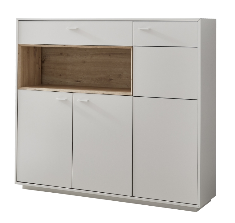 Highboard CORUNA in Weiß Highboard CORUNA in Weiß, sideboard, Schrank, weiß, Holzakzent, Aufbewahrung