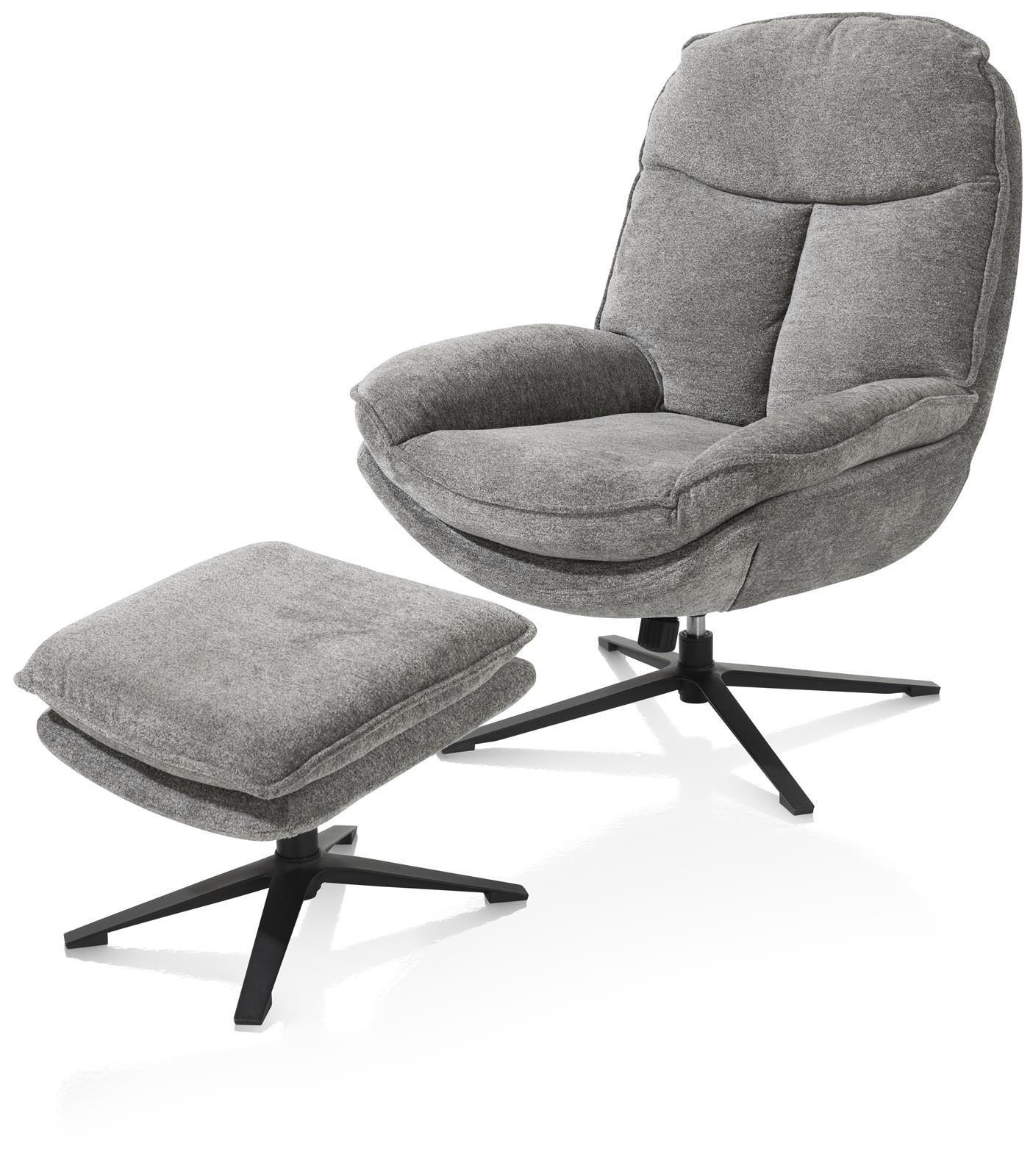 Henders & Hazel Sessel mit Hocker FLORENCE ca. B79 H100 T94 cm in Stoff Enzo grau Henders & Hazel Sessel mit Hocker FLORENCE ca. B79 H100 T94 cm in Stoff Enzo grau