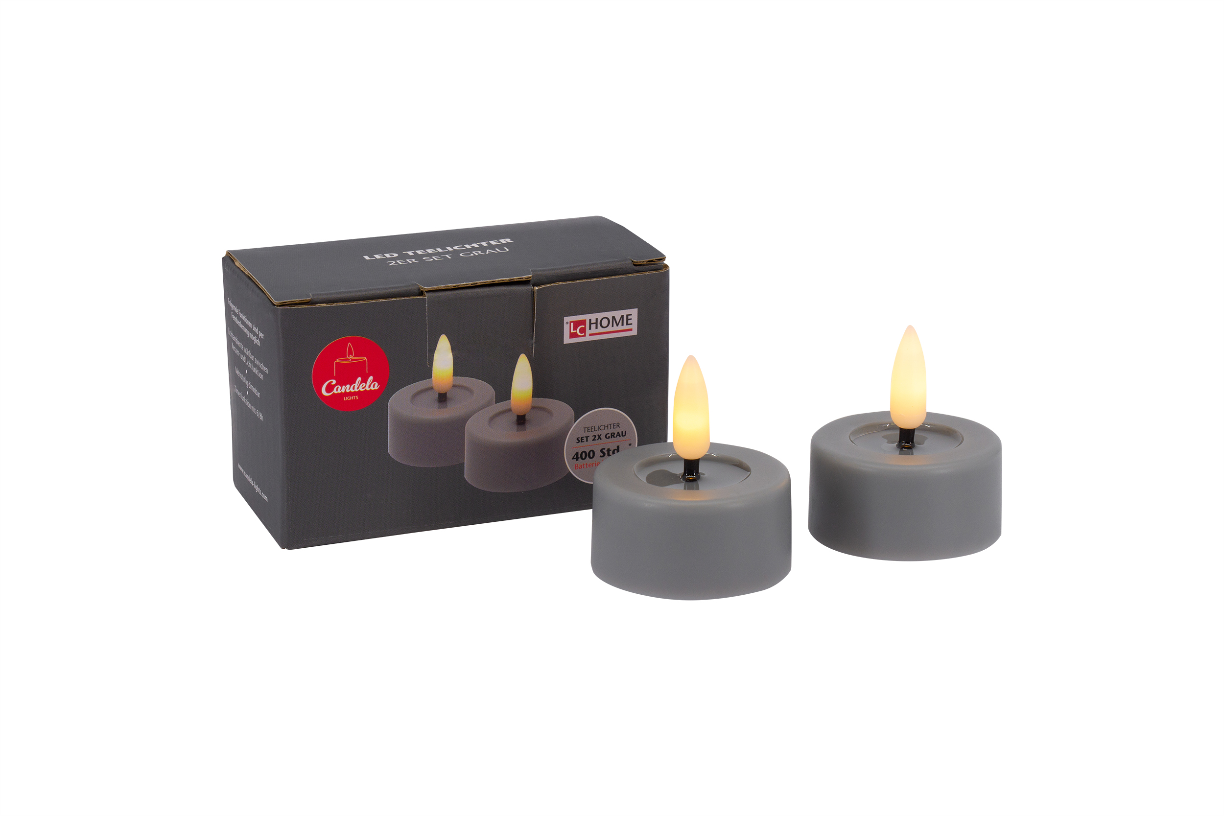 LED-Teelicht 2er-Set BASIC in Grau L.C. Wholesaler LED-Teelicht 2er-Set BASIC ca. Ø 4,2, H 2,5cm in Kunststoff grau 4.5x2.5cm