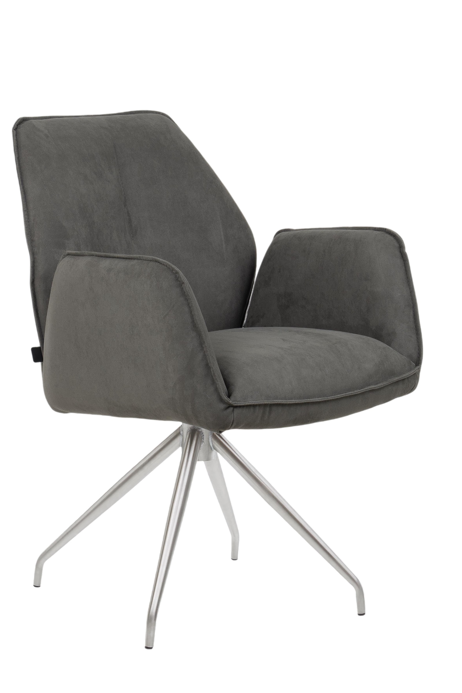 Interliving Armlehnstuhl in Stoff Microfaser grün (fern), Sessel, Stuhl, Polsterstuhl, Metallbeine, Grau