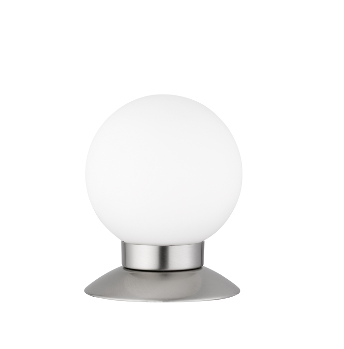 Reality LED-Tischleuchte PRINCESS 1-flammig in Farbe Nickel matt, Glas weiß Reality Leuchten LED-Tischleuchte PRINCESS in Nickel matt, Glas weiß