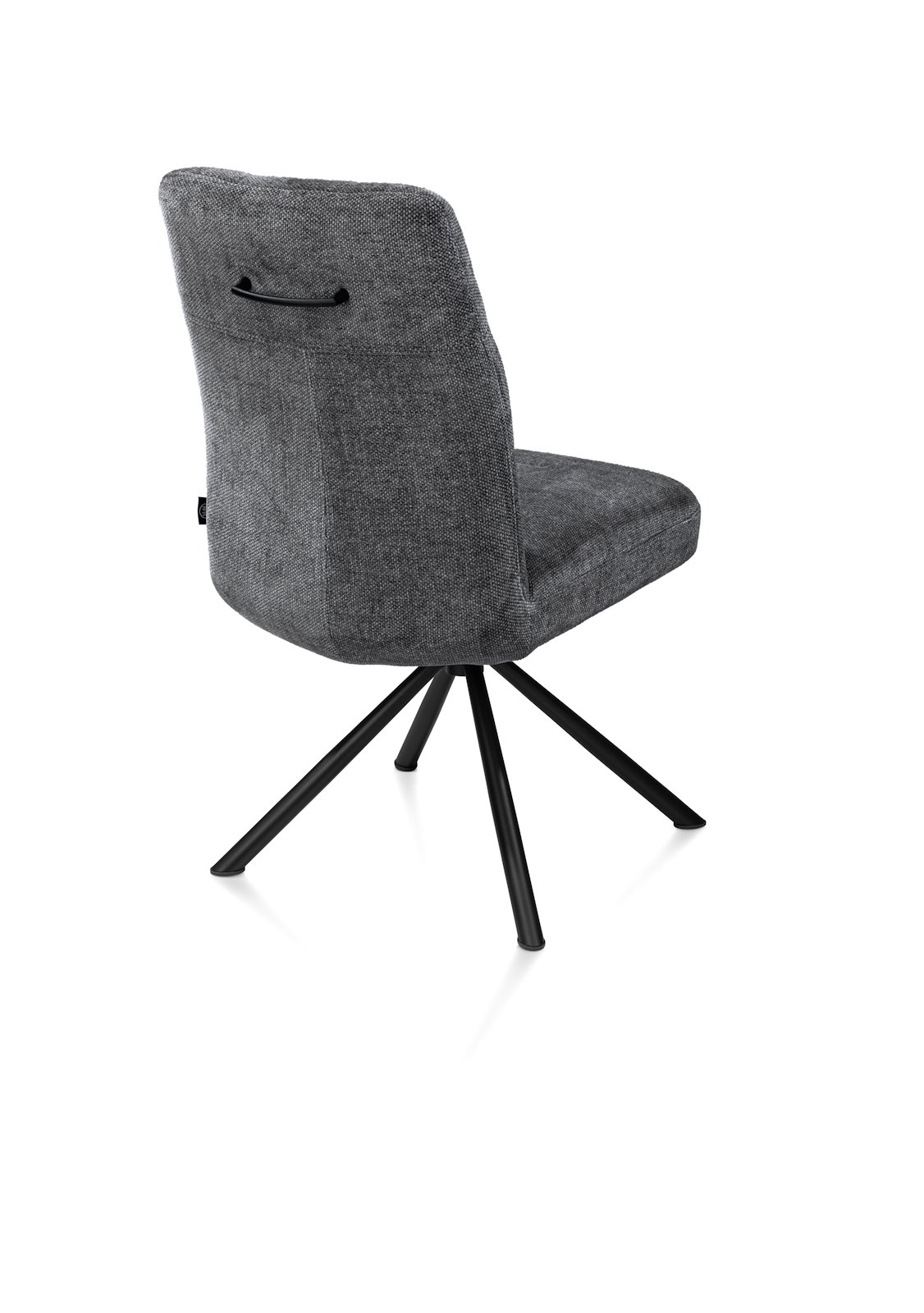 // Stoff Livigno anthrazit // Gestell schwarz // mit Griff // ca. B48 H93 T67 cm // Taschenfederkern, Stuhl, Garniturstuhl, Grau, Metallbeine, Drehstuhl?