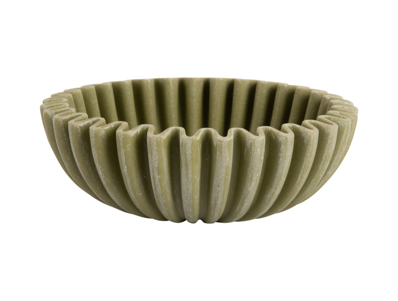 Bowl WAVE in Fb. dark green, Schüssel, Grün, Keramik, Rippenoptik, Flache Schüssel