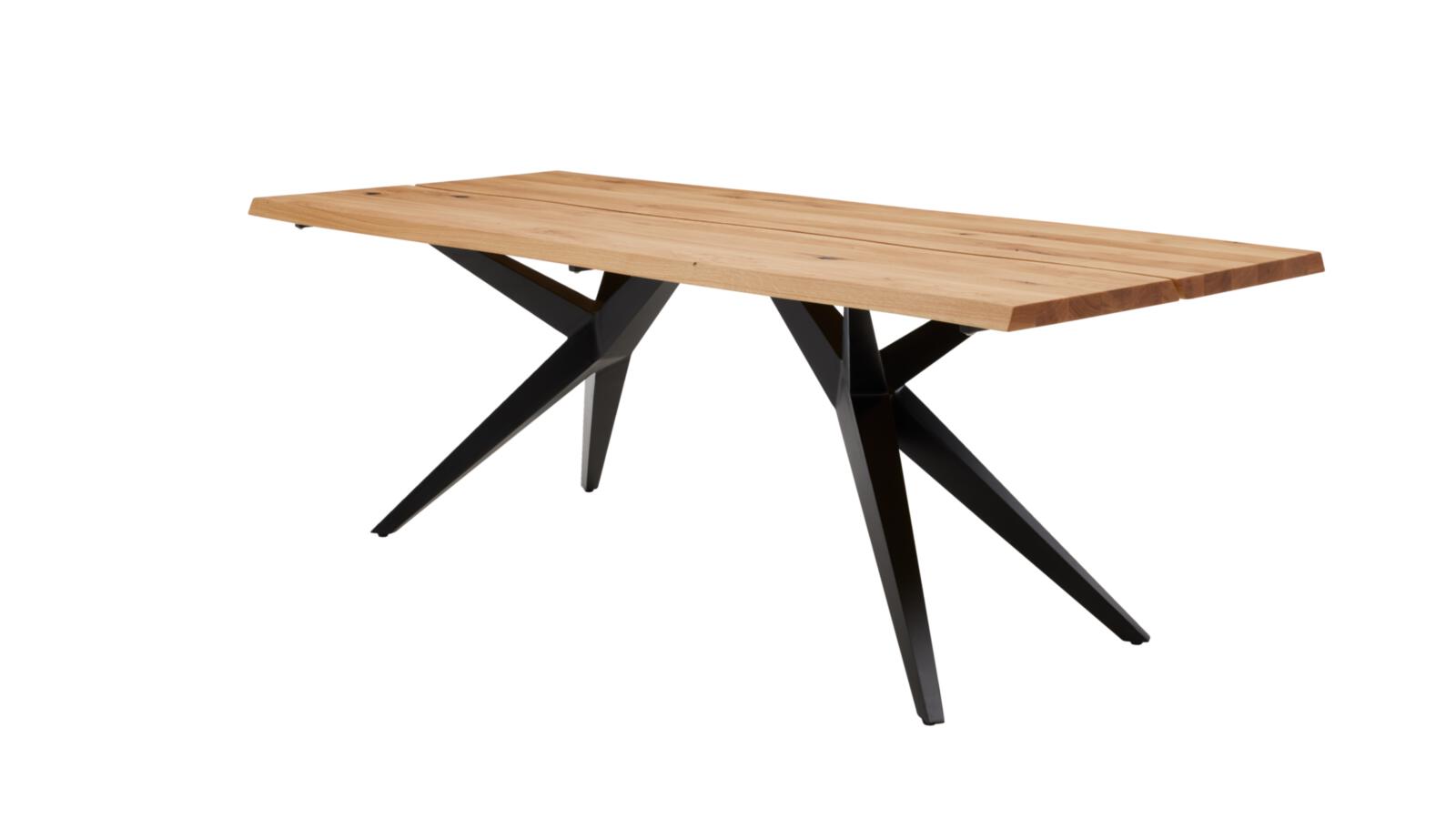 Interliving Esstisch IL 5118 in Charakter-Eiche massiv geölt, Esstisch, Holztisch, Holzplatte, Metallbeine, Kantige Form