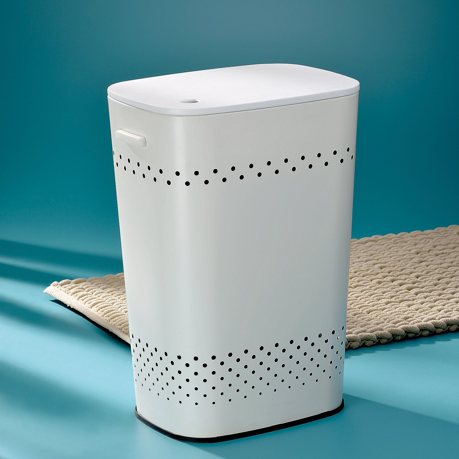 Kela Sitz-Wäschebox Malaga MALAGA in weiß, Zinn