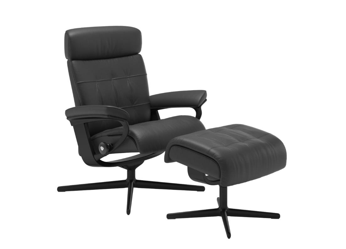 Stressless Sessel mit Hocker ERIK ca. B91 H100 T136 cm in Leder Velaro 38 anthrazit