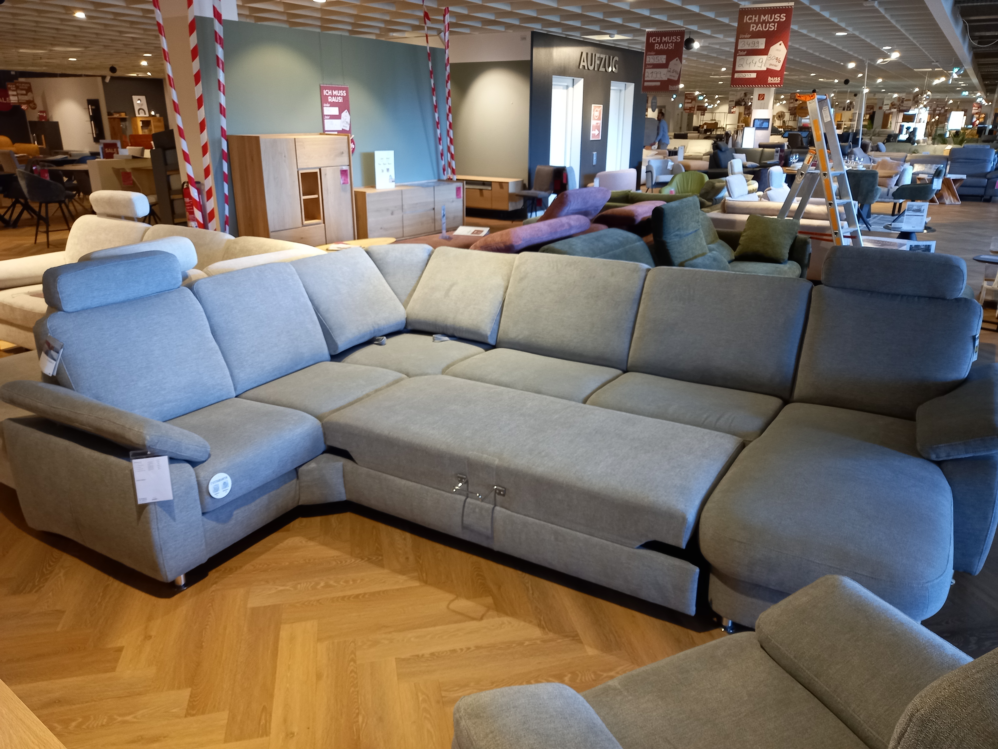 Modulmaster Wohnlandschaft in Stoff Charly alu, sofa, sectionssofa, ecksofa, stoff, grau