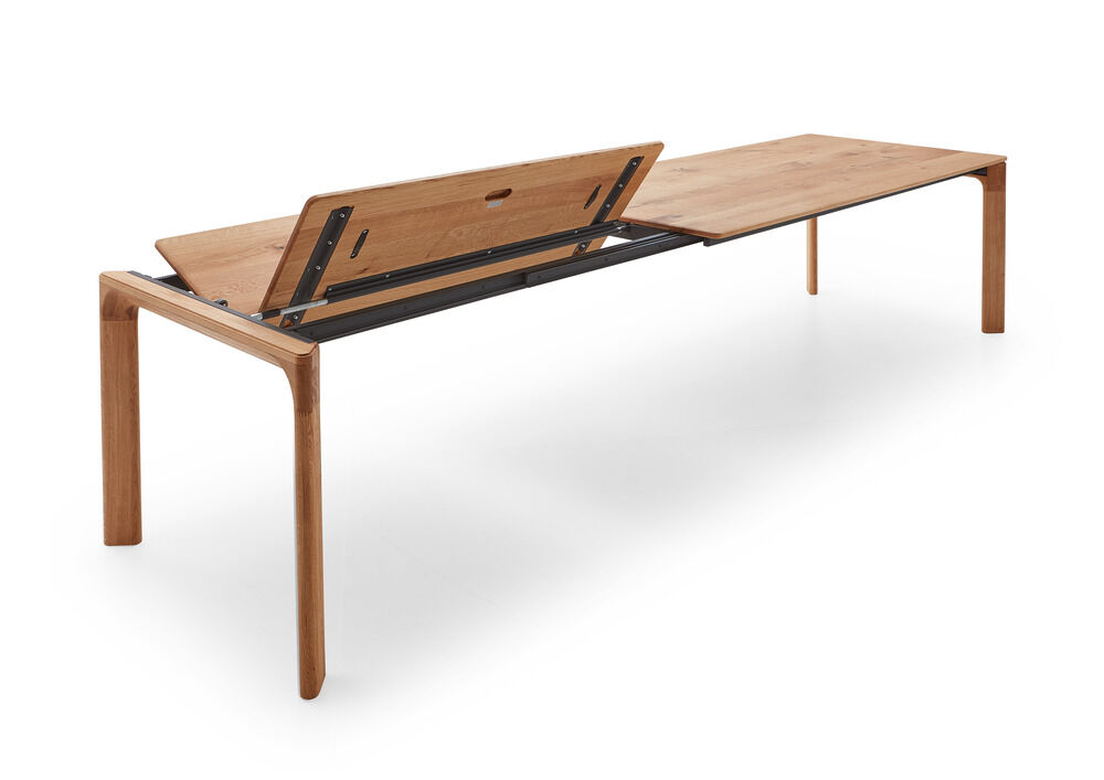 Niehoff Esstisch STUDIO LINE 180(300)x100 xm in Eiche massiv satin gebeizt, Tabelle, Sperrholz, Holz, Kaffeetisch, Bank