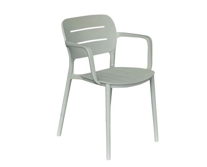 Stapelstuhl VETI in Grün, Stuhl, Sessel, Gartenstuhl, Kunststoff, hellgrau