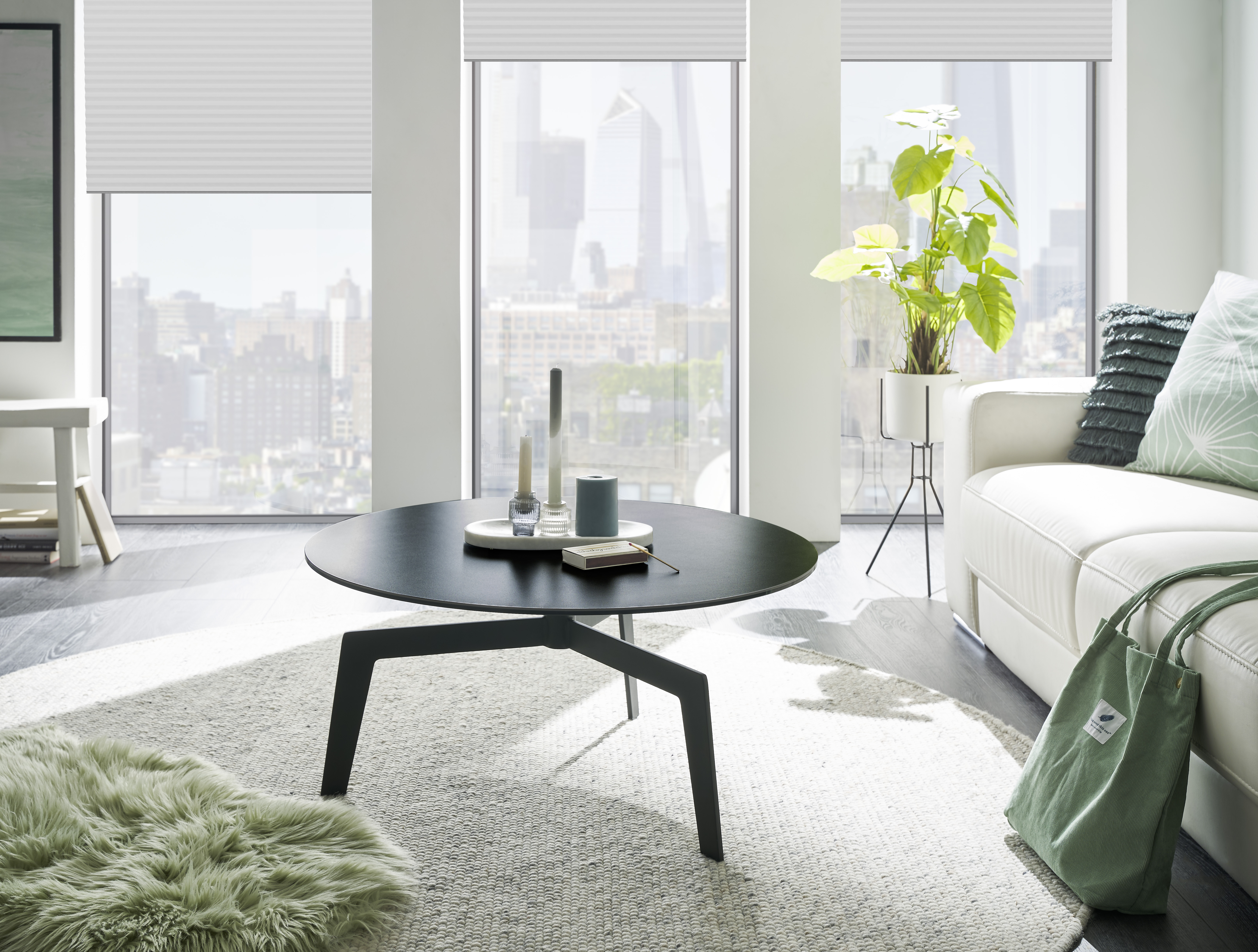 MCA Furniture Couchtisch Buena Vista ca. 80x38x80cm in Keramik/Sicherheitsglas anthrazit