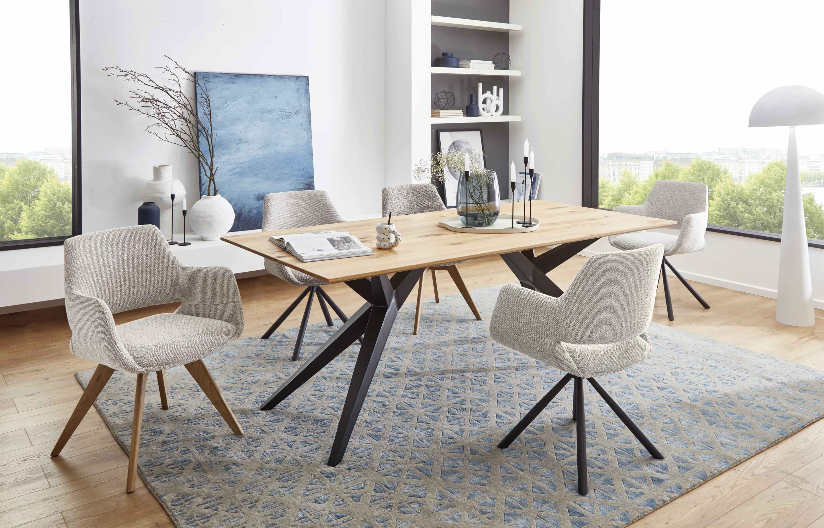 Schalensessel ca.B62 H83 T62 cm in Stoff Boucle Lisa beige, Tabelle, Tischplatte, Esstisch, Esszimmer, Inneneinrichtung