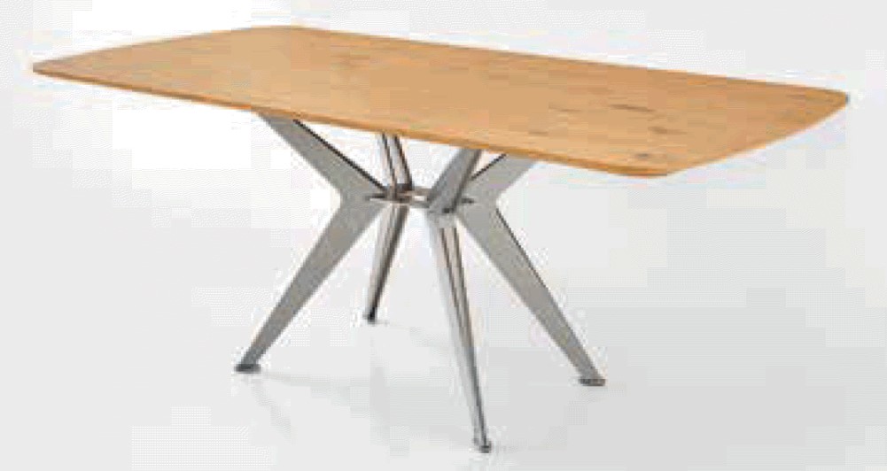 Koinor Esstisch Wildeiche natur furniert, Untergestell Nickel satin, ca. 200 x 100 cm, H:76 cm