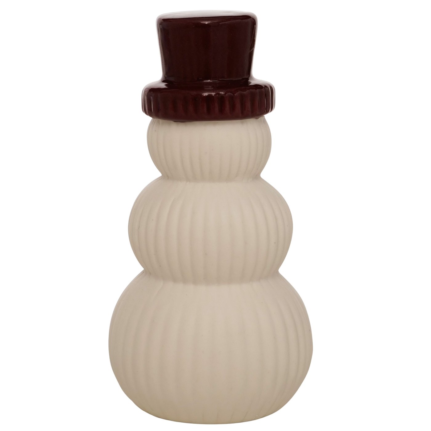 Boltze Figur Pure X-Mas Porzellan Mehrfarbig, Keramikfigur, Schneemann, gerippte Oberfläche, cremefarben, brauner Hut