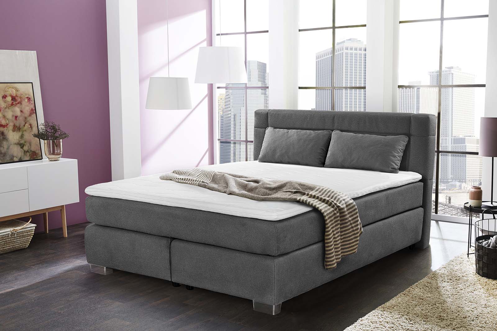 Jockenhöfer Boxspringbett ROMANA ca. 160x200cm Grau Jockenhöfer Boxspringbett ROMANA ca. 160x200cm in Stoff grau