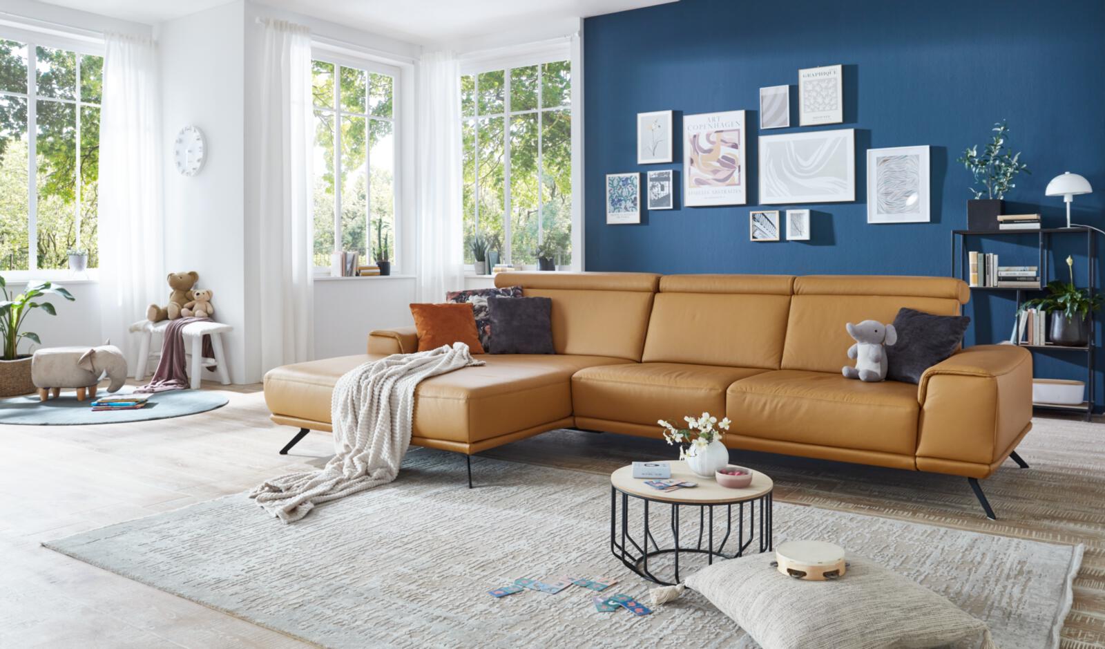 Modulmaster Polstergruppe MM-PN1167 ca. 335x188cm in Leder Torro kurkuma, sofa, Leder, braun, Wohnlandschaft, Wohnzimmer