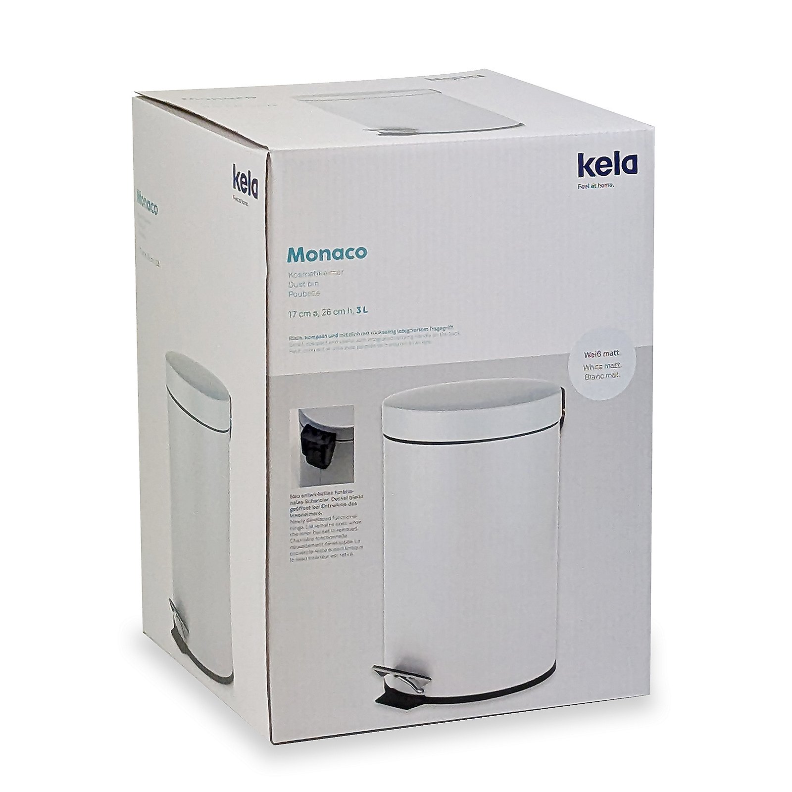 Kela Kosmetikeimer Monaco ROSE in Metall weiß 26cm 17cm 3l, Mülleimer, Abfallbehälter, Küchenabfall, Pedalverschluss, Rundform
