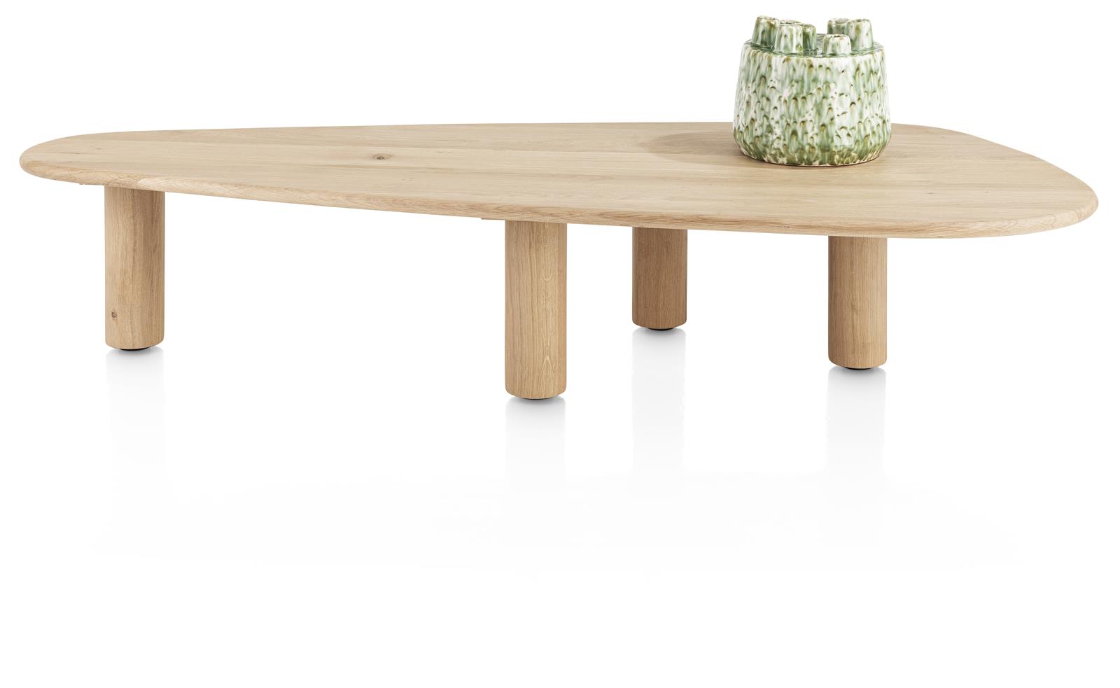 Henders & Hazel Couchtisch AZULO ca. B65 H30 T160 cm in Eiche furniert natural sand, Couchtisch, Holztisch, ovale Form, drei Beine, Naturholz