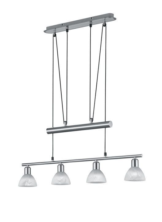 Trio LED-Pendelleuchte LEVISTO 4-flammig in Farbe Nickel matt, Glas alabasterfarbig Trio LED-Pendelleuchte LEVISTO in Nickel matt, Glas alabasterfarbig
