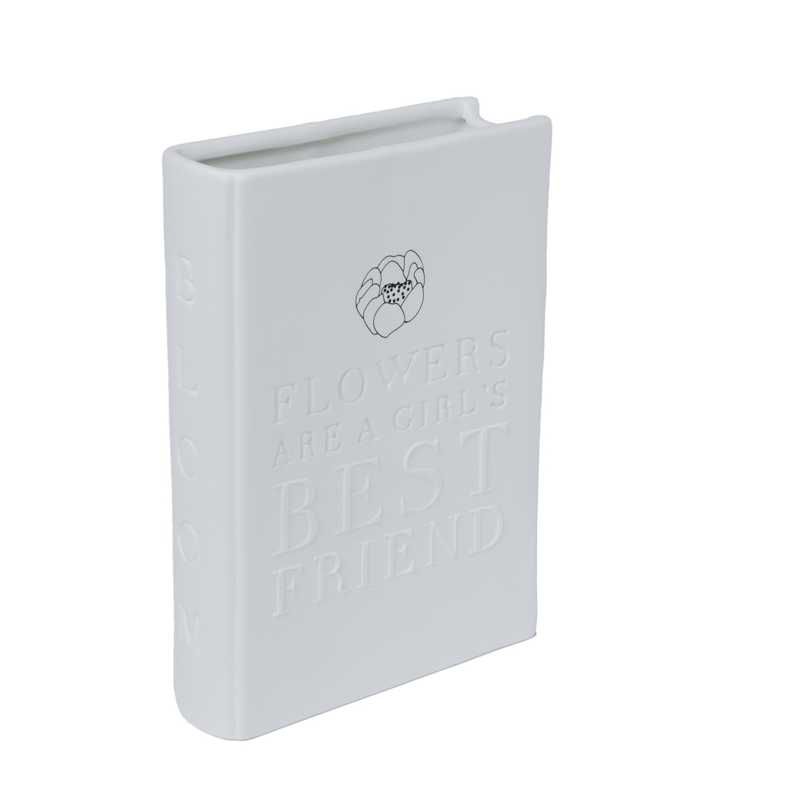 Vase BLOOM in Farbe weiß, notebook, flower motif, embossed, weiß, softcover