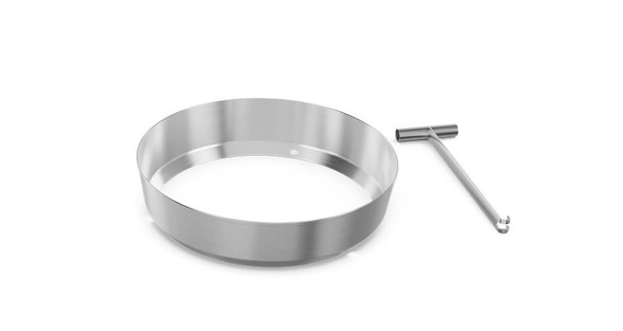 Erhöhung Ascheschale MOON 45 in Edelstahl gebürstet, Edelstahl, Ringform, Kuchenform, Backzubehör, Durchmesser adjustable