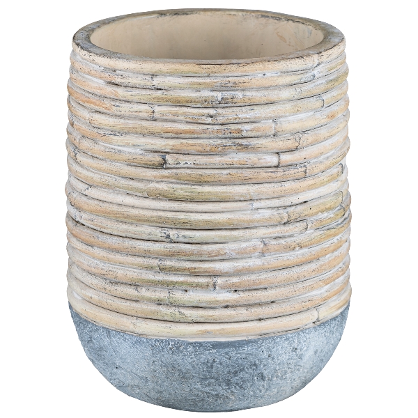 Vase Zement 7324009-69 in Beige, keramische blumentopf, gestapelte ringe, beige grau, texturiert, topf