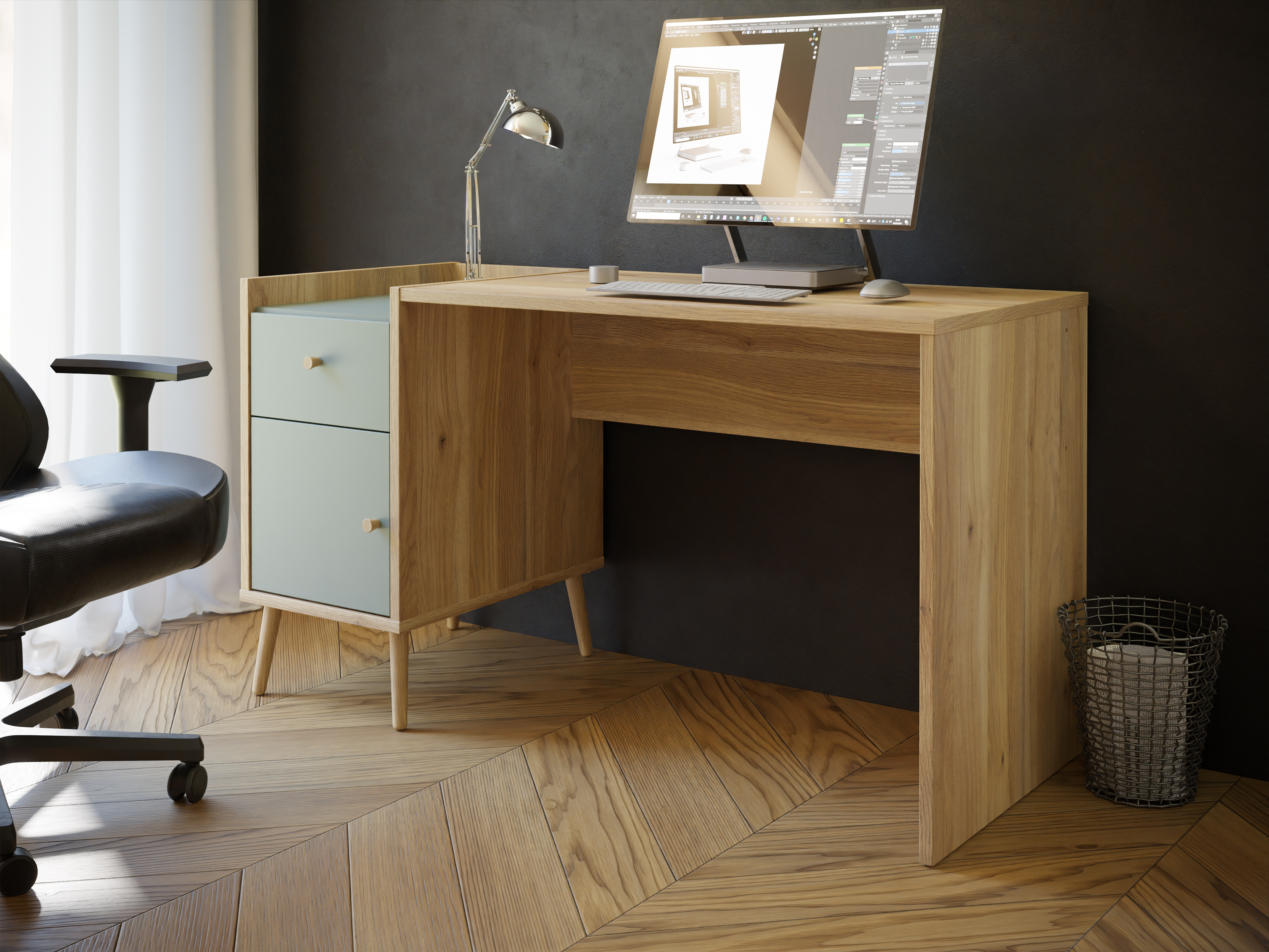 Forte Fabryki Mebli Schreibtisch WHENUA in Mauvella Oak/Sage