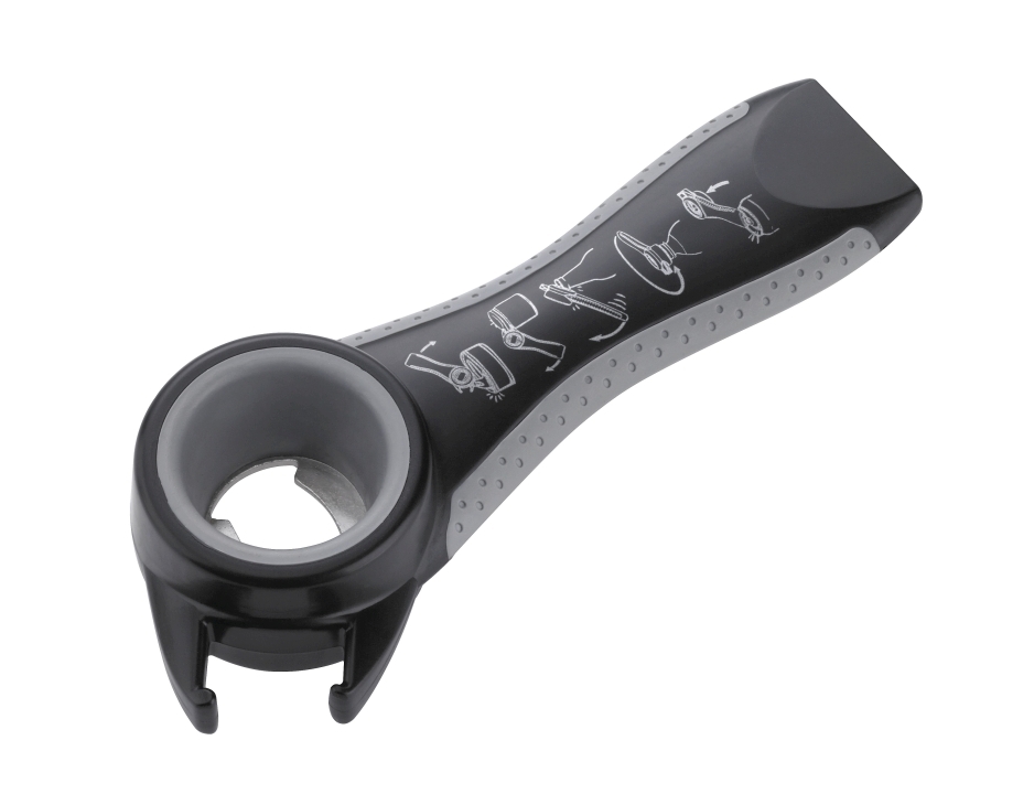 GEFU Multifunktionsöffner APERTO in Farbe schwarz/grau, Eröffnungsgreifer, Flaschenöffner, Griff, schwarz, ergonomisch