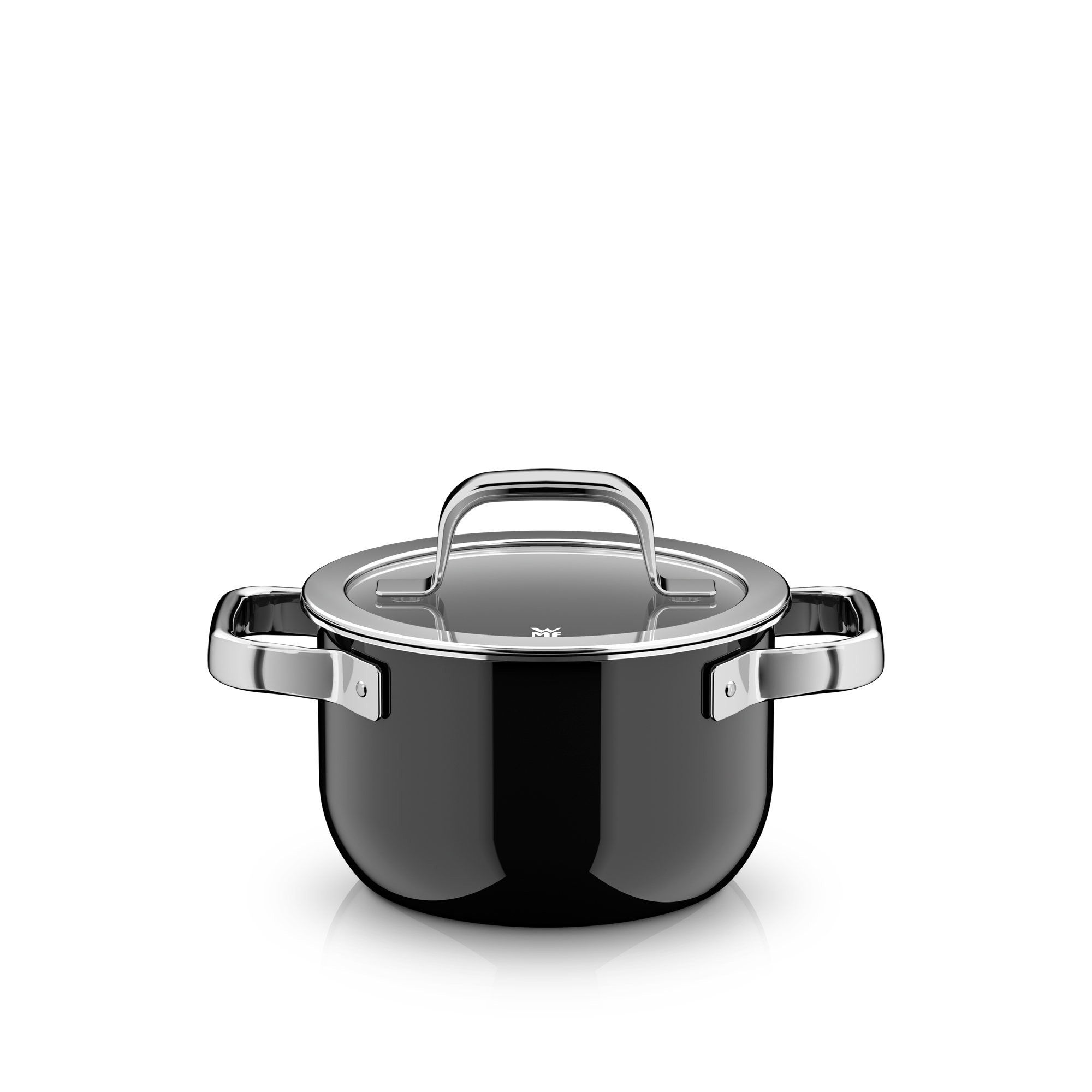 WMF Fusiontec Mineral Pro, Topf-Set, 4-teilig, Black in schwarz, Kochtopf, Glasdeckel, Edelstahlgriffe, schwarzer Topf, Kochbehälter