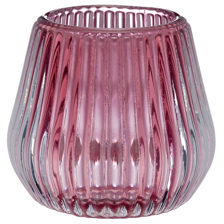 Gasper Glas Teelichthalter DIAMOND in Farbe Orchidee Gasper Glas Teelichthalter DIAMOND in Farbe Orchidee, Vase, Glass Vase, Räglass?, Ribbed texture, Dekorationsobjekt
