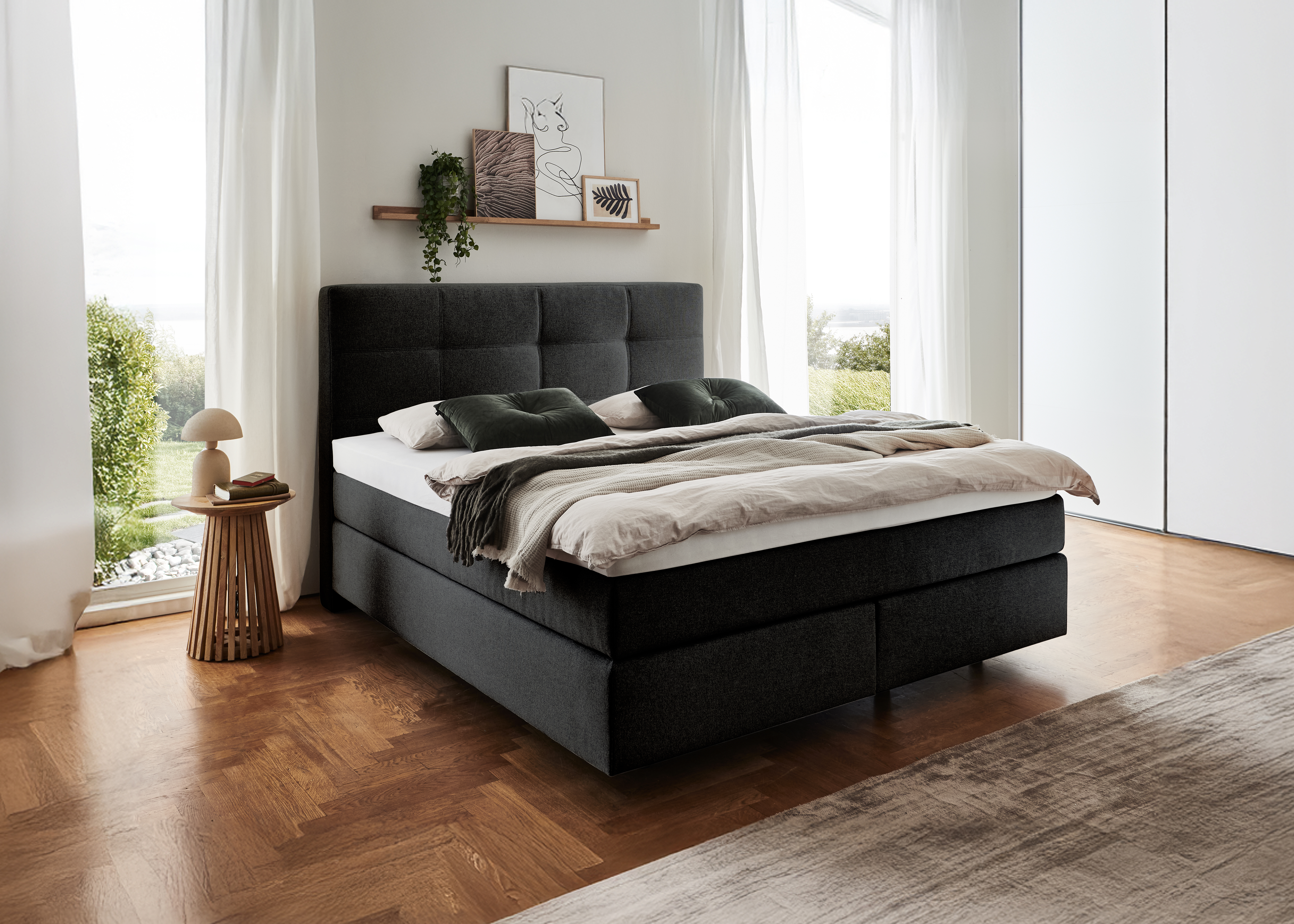Fey Boxspringbett KARAT in **Stoff Unico 06 anthrazit PG1
