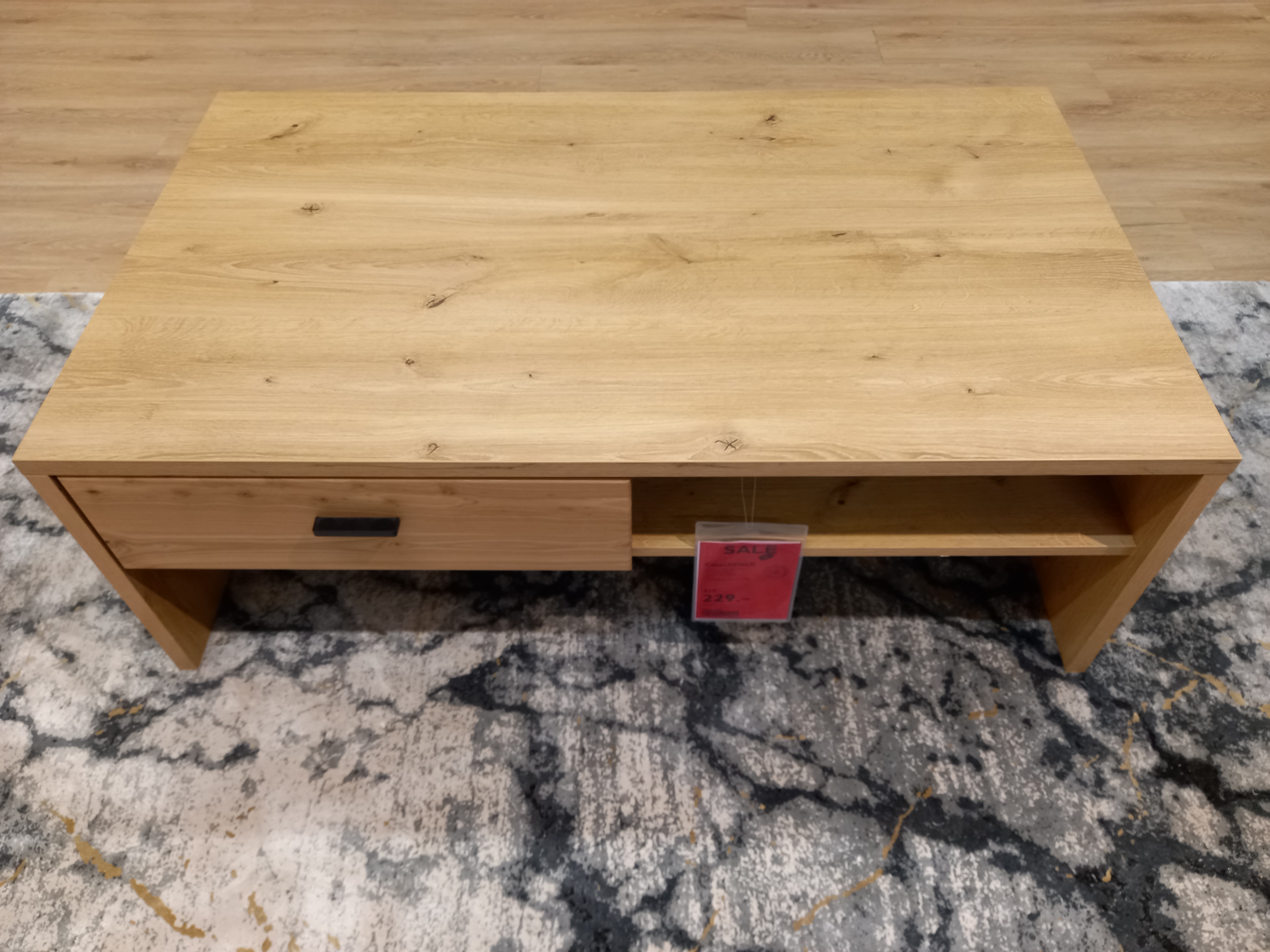 Couchtisch SONOS II in Holzfarben, Couchtisch, Eicheoptik, Holzmaserung, Schublade, Ablagefach