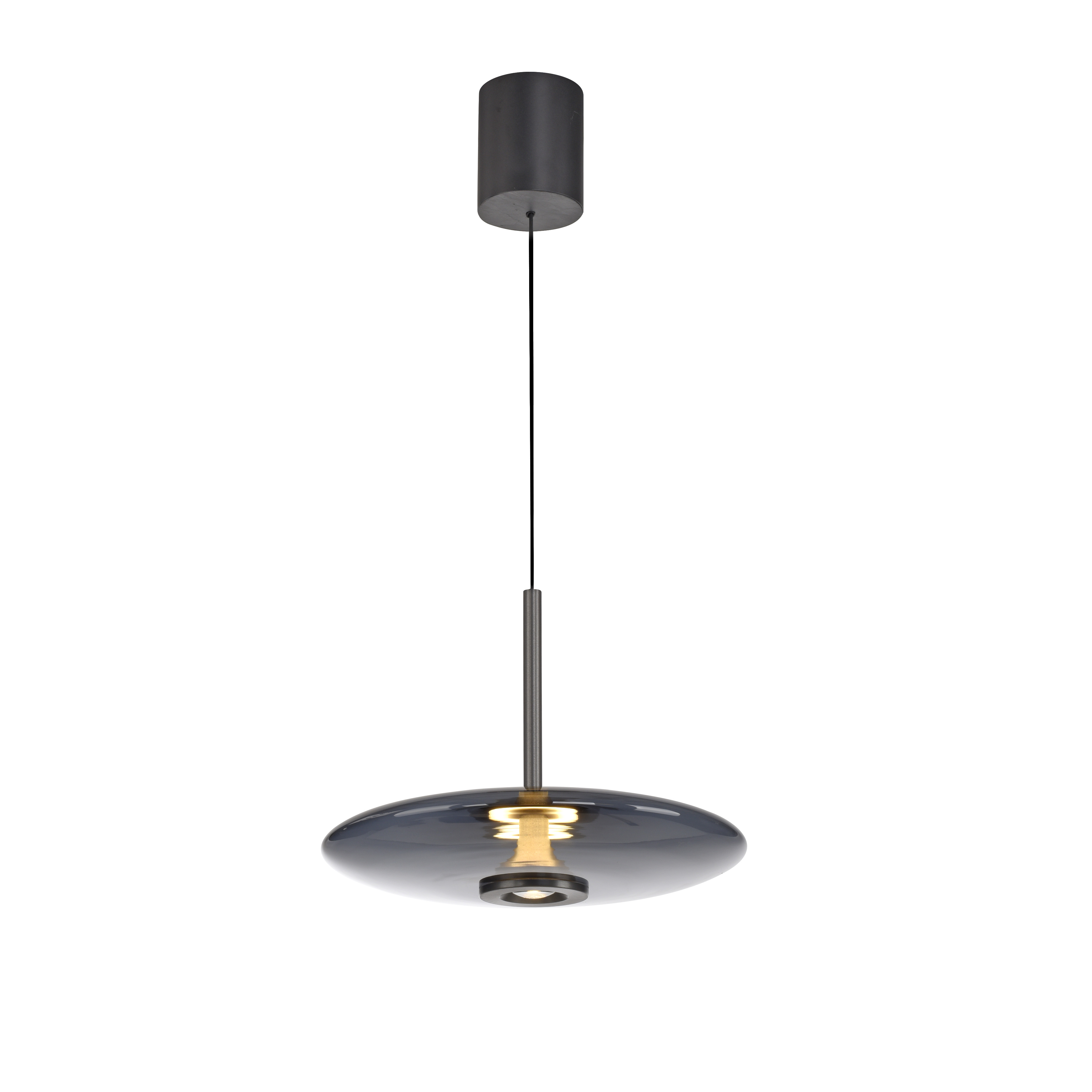 Paul Neuhaus LED-Pendelleuchte PURE E-VITRUM 2-flammig in Farbe grau, Pendelleuchte, Deckenleuchte, Glasschirm, metallisch, hängend