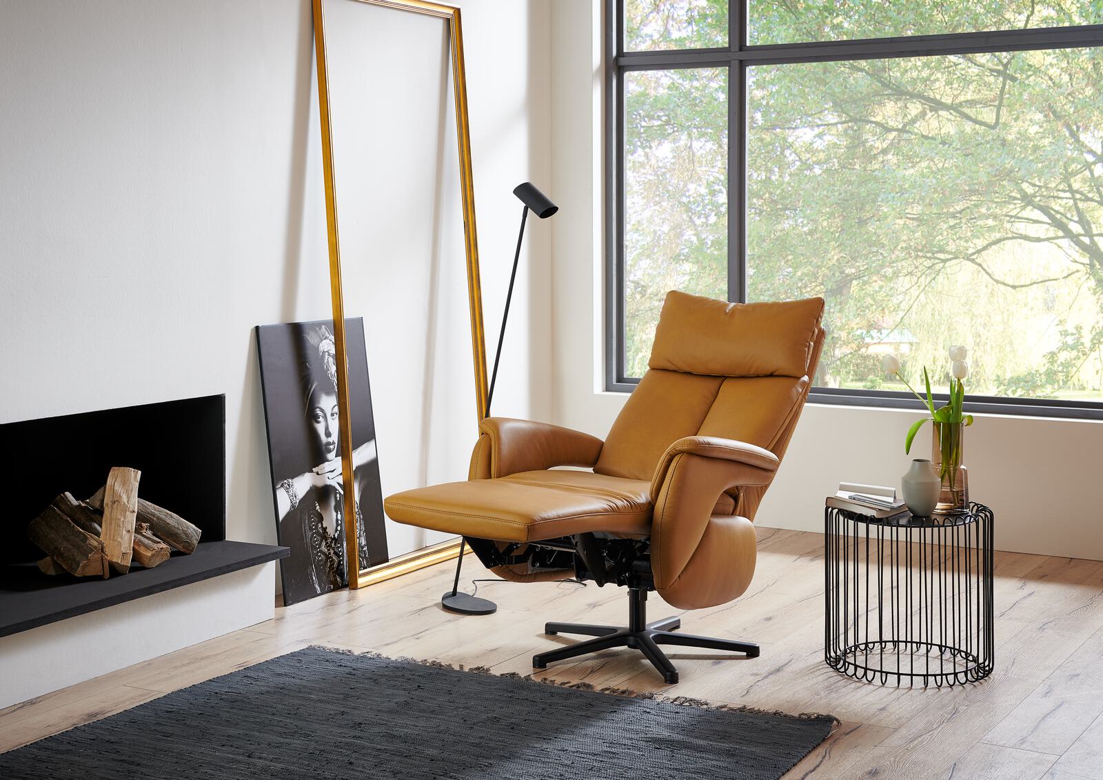 Relaxsessel RELAXA FEELING XC in Gelb, Lounge Chair, Ledersessel, Relaxsessel, Hocker/Ottomane, Beistelltisch