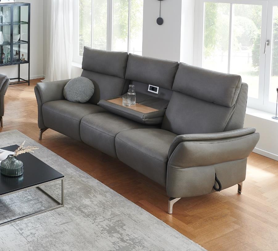 Polsteria Sofa 3-sitzig MDS LODI in Leder Punch delphine