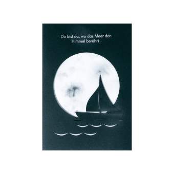Trauerkarte AQUARELL TRAUERKARTE DU BIST DA,WO DAS MEER .... in Aquarell Trauerkarte Du bist, Schiff, Segelboot, Mond, Nachthimmel, Wasser