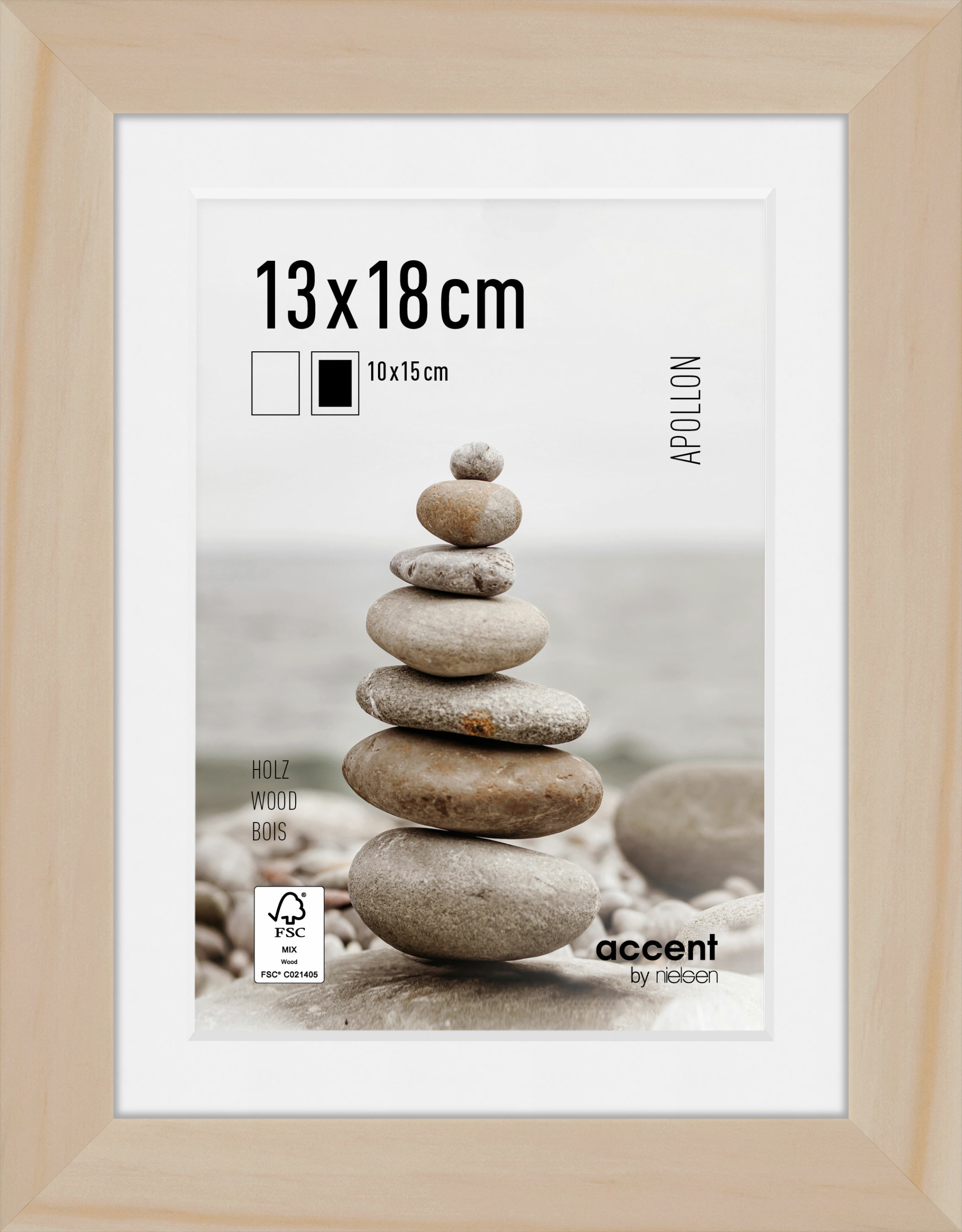 Bilderrahmen Apollon 13x18cm APOLLON in Beige Accent by Nielsen Holz Bilderrahmen Apollon ca. 13x18cm in Farbe Natural