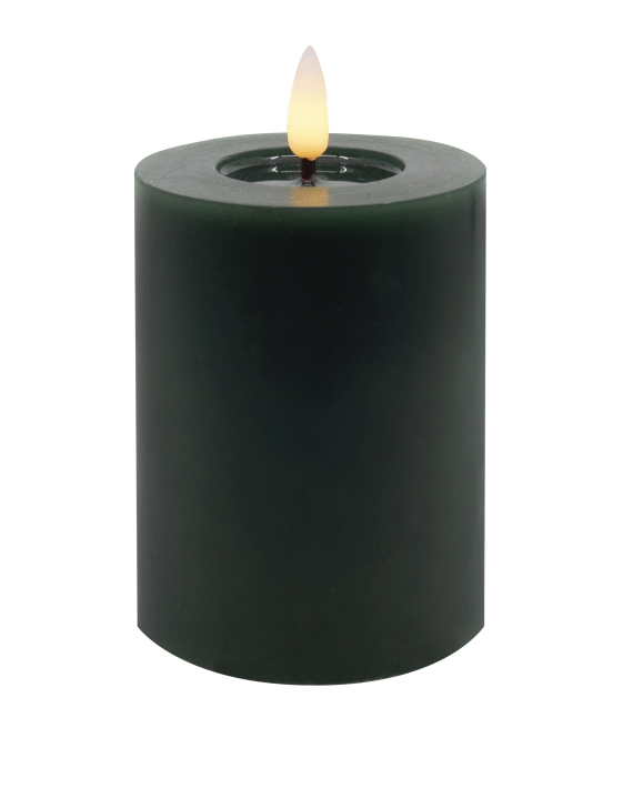 L.C. Wholesaler LED-Stumpenkerze WINTER ca. Ø 7,5, H 10cm in green smooth, 7.5x10cm