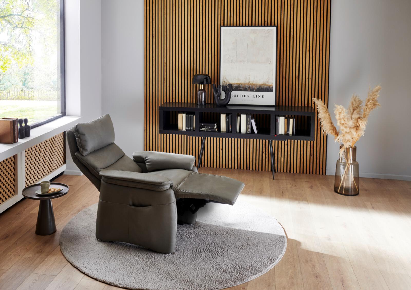 Relaxsessel TIMELESS 2.0 COMFORT RELAXX in Grau Polsteria Relaxsessel TIMELESS 2.0 COMFORT RELAXX in Leder Evita smoke