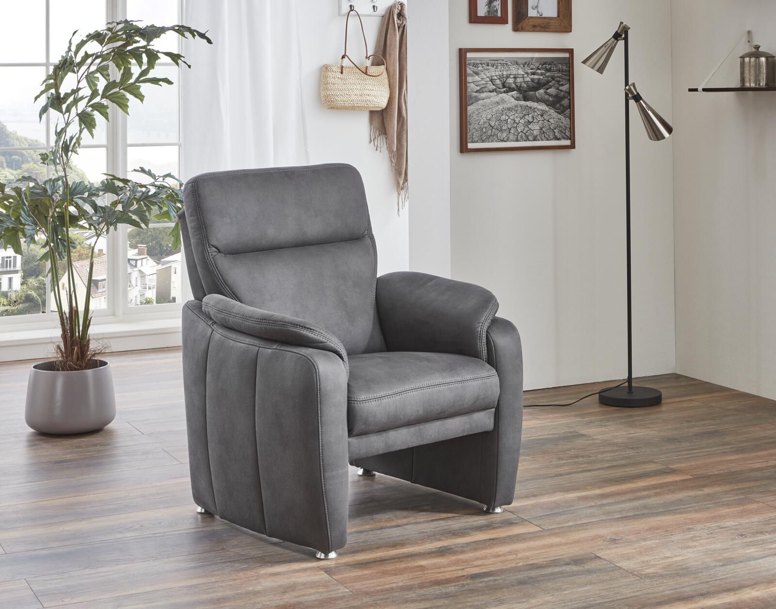 Polstergarnitur Bornholm II in Stoff Deluxe anthrazit 44 inkl. Hocker und Zubehör