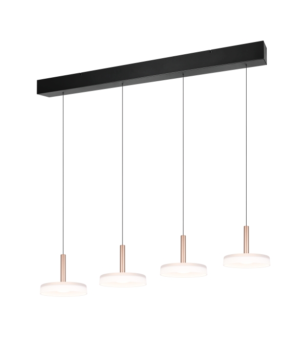 Trio LED-Pendelleuchte CELESTE 4-flammig in Farbe Coffee, Glas weiß
