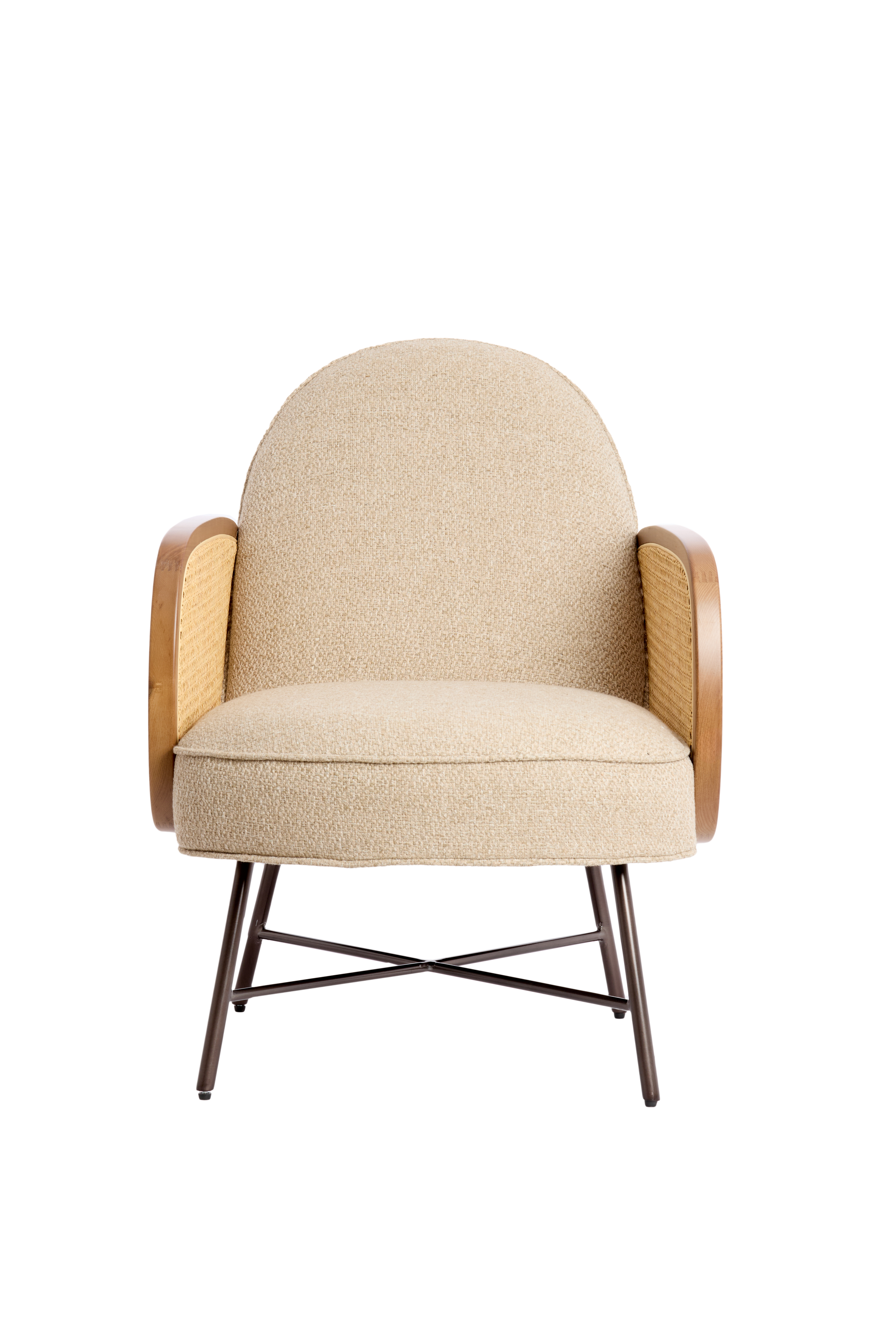 Stuhl in Beige+Rotan natural