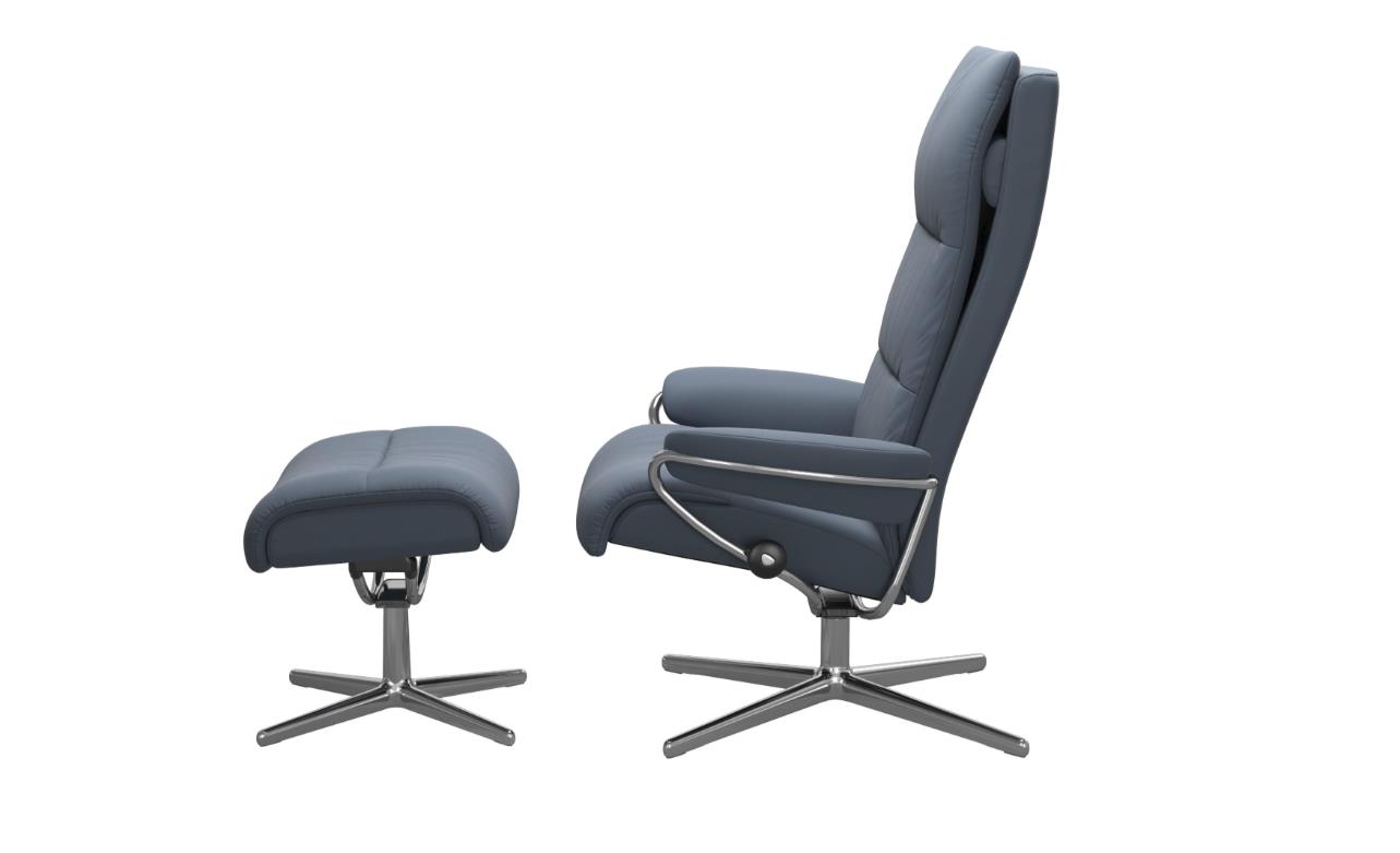 Stressless Sessel mit Hocker TOKYO ca. B80 H111 T115 cm in Leder Paloma 71 Sparrow Blue